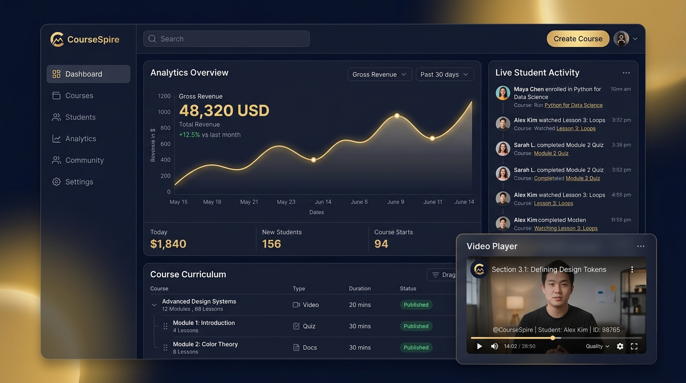 CourseSpire Multi-Format Course Studio & Video Player